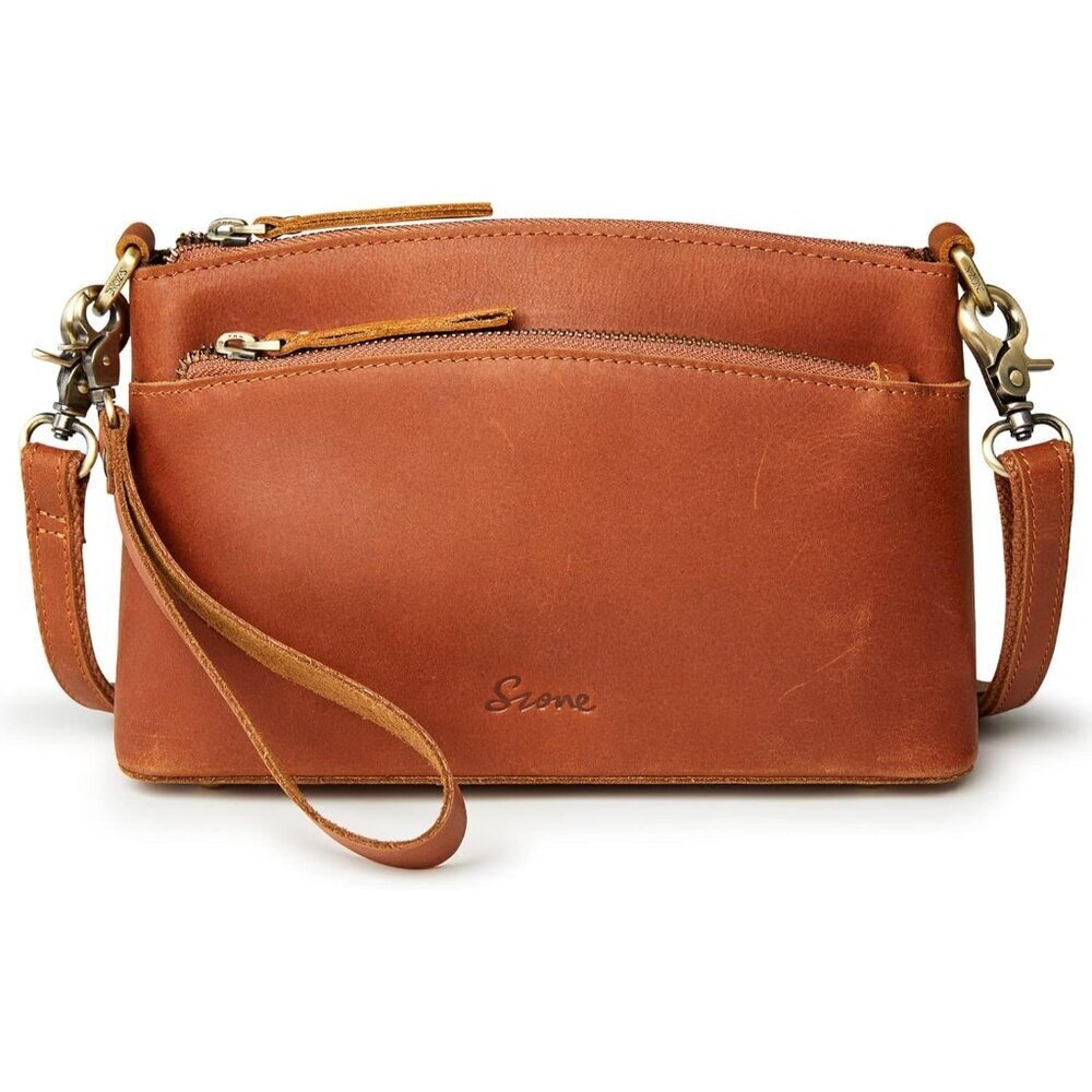 Small Leather Crossbody Bag for Women Compact Purse Shoulder Wristlet